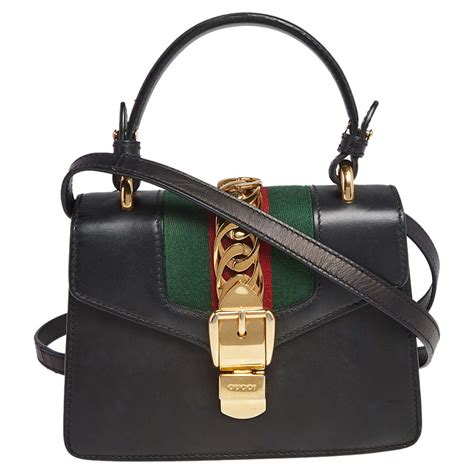 gucci sylvie black bag|gucci sylvie top handle bag.